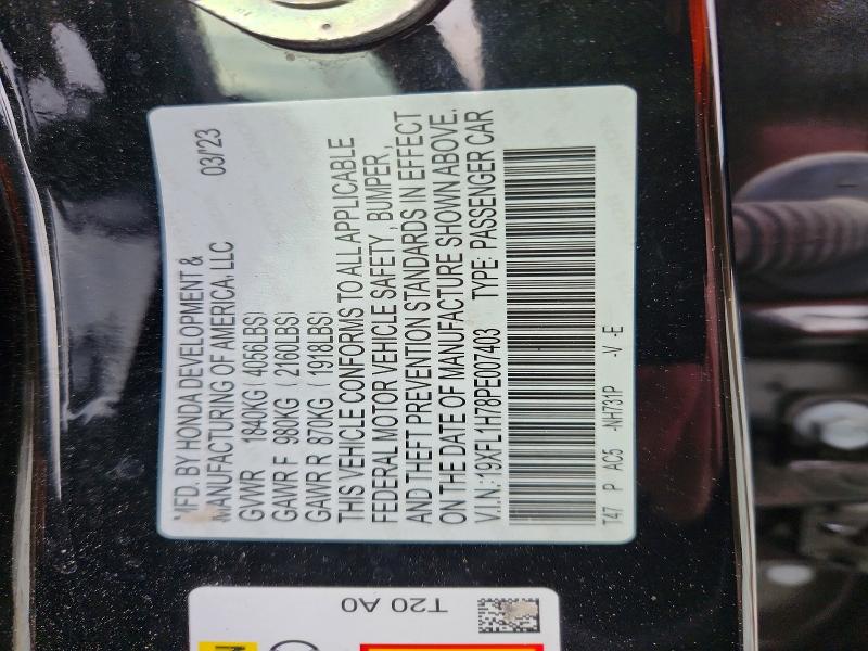 47173426 :رقم المزاد ، 19XFL1H78PE007403 vin ، 2023 Honda Civic مزاد بيع