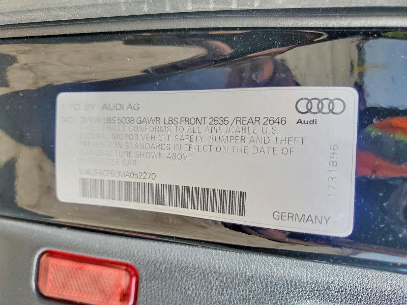 2021 Audi A5 მანქანა იყიდება აუქციონზე, vin: WAUFACF50MA052270, აუქციონის ნომერი: 47253186