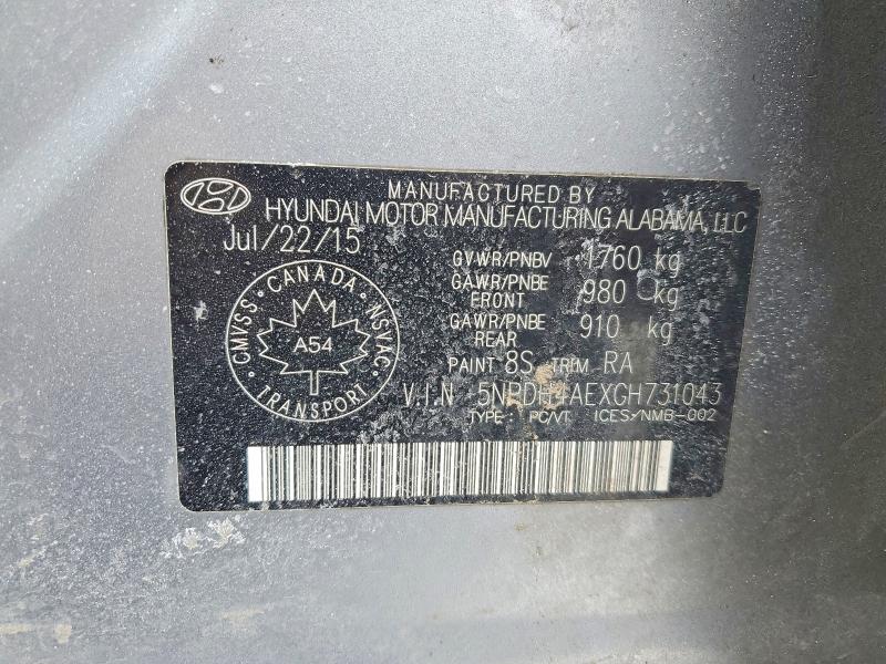 78994025 :رقم المزاد ، 5NPDH4AEXGH731043 vin ، 2016 Hyundai Elantra مزاد بيع