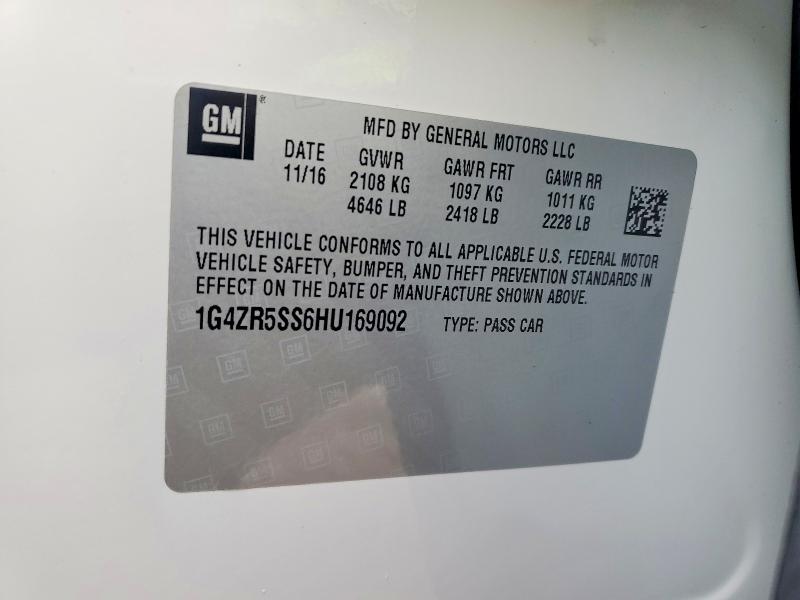 41595046 :رقم المزاد ، 1G4ZR5SS6HU169092 vin ، 2017 Buick Lacrosse مزاد بيع