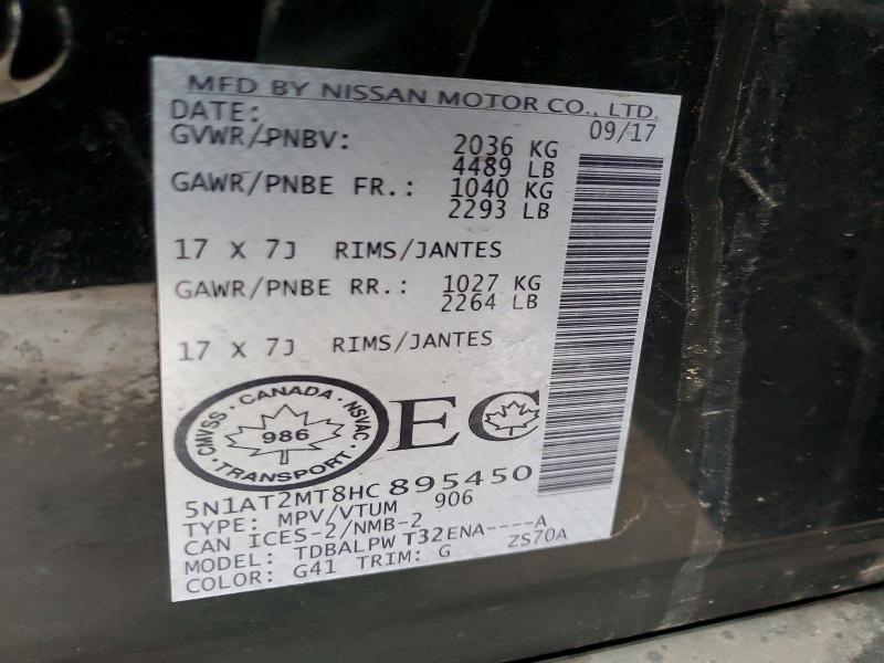41887446 :رقم المزاد ، 5N1AT2MT8HC895450 vin ، 2017 Nissan Rogue مزاد بيع