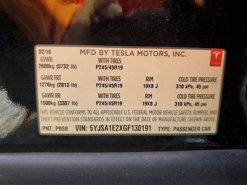 Продажа на аукционе авто 2016 Tesla Model S, vin: 5YJSA1E2XGF130191, номер лота: 79168155