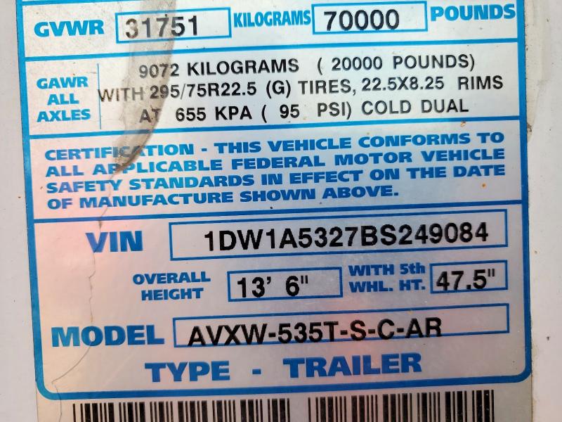 2011 Stoughton Trailers Stoughton Trailers მანქანა იყიდება აუქციონზე, vin: 1DW1A5327BS249084, აუქციონის ნომერი: 46547916