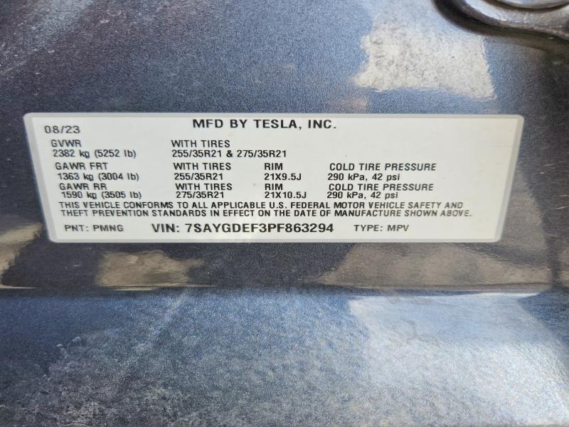 Продажа на аукционе авто 2023 Tesla Model Y, vin: 7SAYGDEF3PF863294, номер лота: 46341446