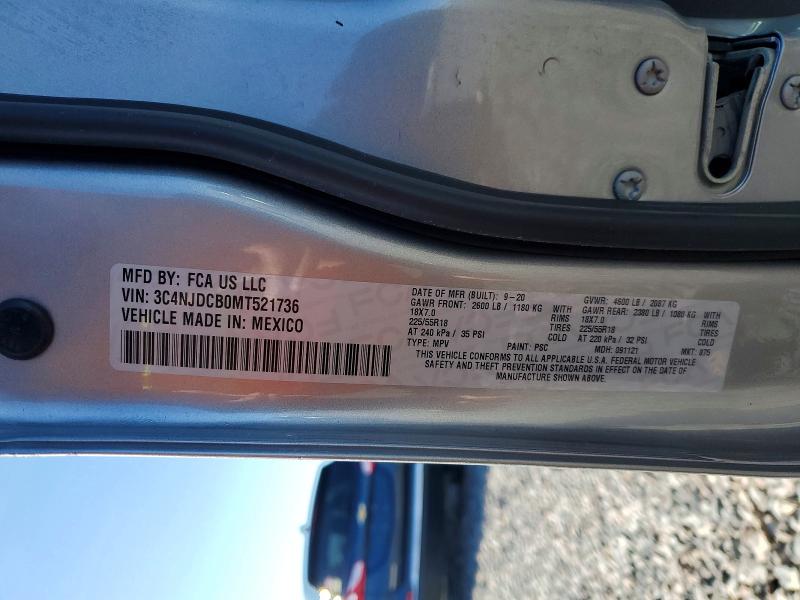 47079926 :رقم المزاد ، 3C4NJDCB0MT521736 vin ، 2021 Jeep Compass مزاد بيع