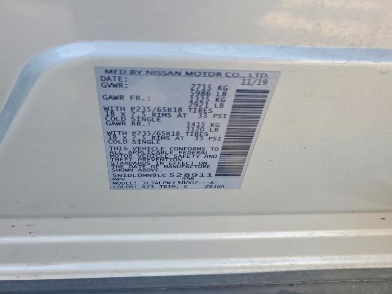 Aukcja sprzedaży 2020 Infiniti Qx60, vin: 5N1DL0MN9LC528911, numer aukcji: 47207716