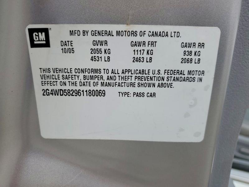 Aukcja sprzedaży 2006 Buick Lacrosse, vin: 2G4WD582961180069, numer aukcji: 79450695