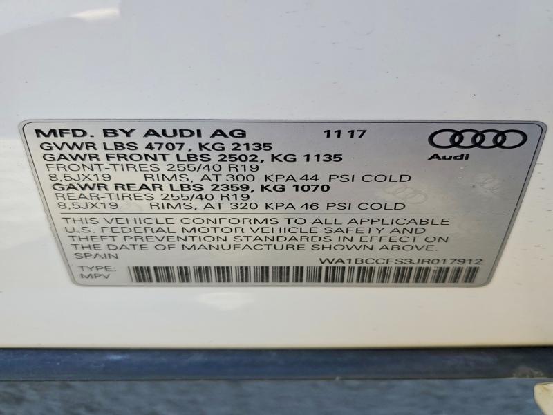 Продажа на аукционе авто 2018 Audi Q3, vin: WA1BCCFS3JR017912, номер лота: 47251026