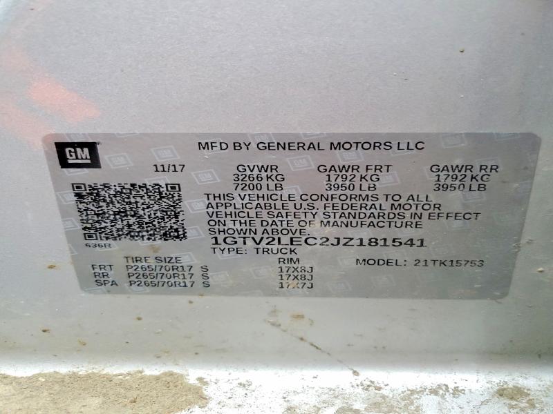 Auction sale of the 2018 Gmc Sierra, vin: 1GTV2LEC2JZ181541, lot number: 45624276
