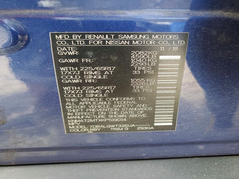 Aukcja sprzedaży 2019 Nissan Rogue, vin: KNMAT2MTXKP519014, numer aukcji: 47234236