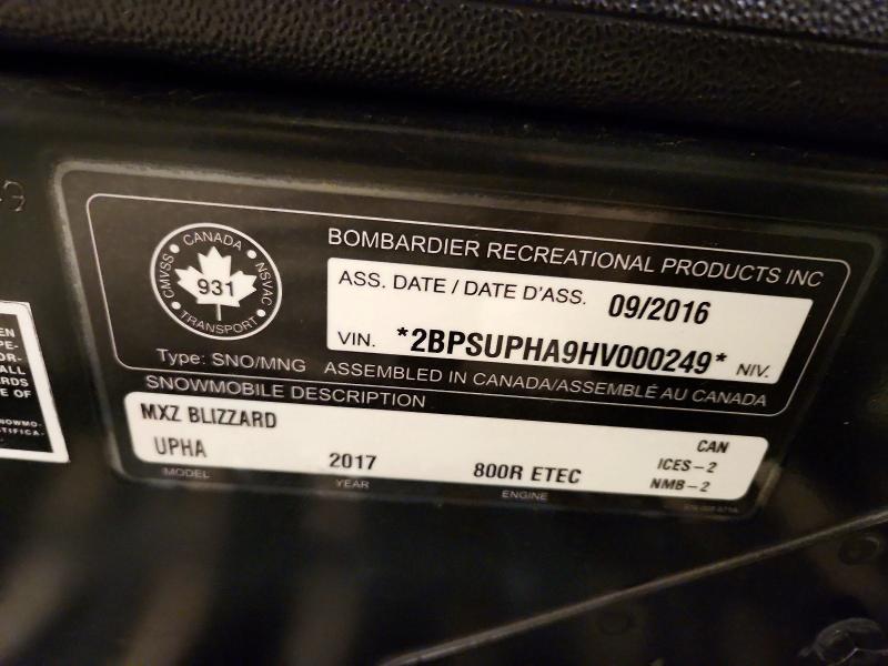 48144226 :رقم المزاد ، 2BPSUPHA9HV000249 vin ، 2017 Ski Mxz مزاد بيع