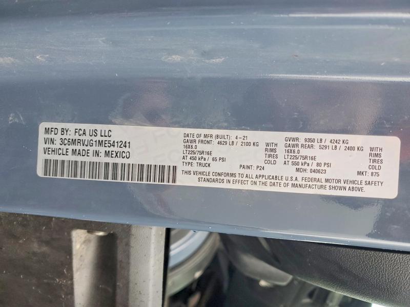 Aukcja sprzedaży 2021 Ram Promaster 3500, vin: 3C6MRVJG1ME541241, numer aukcji: 45739776