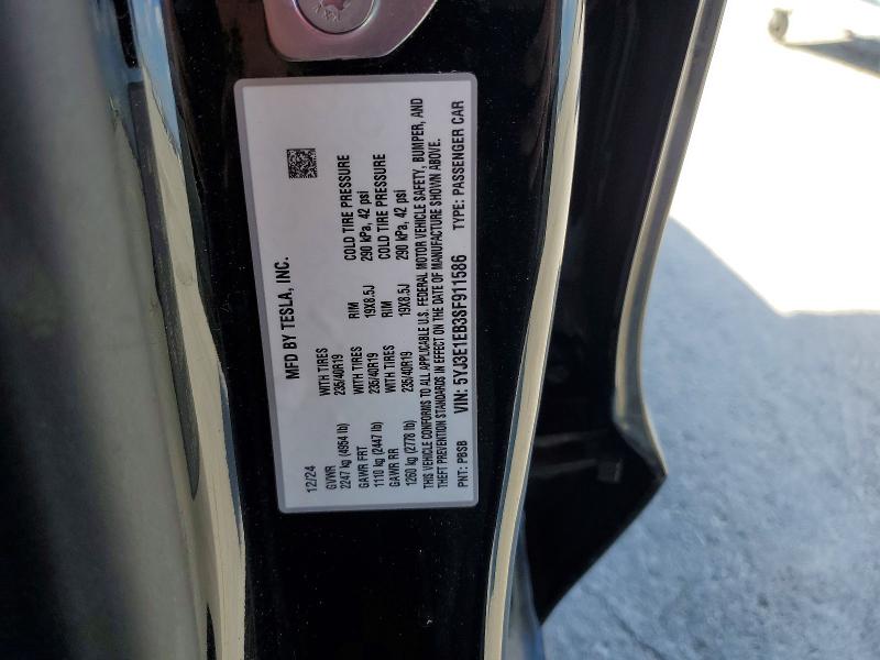 Продаж на аукціоні авто 2025 Tesla Model 3, vin: 5YJ3E1EB3SF911586, номер лоту: 41609526