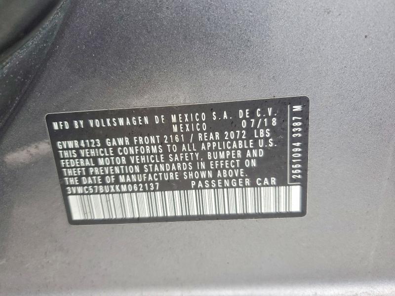 Aukcja sprzedaży 2019 Volkswagen Jetta, vin: 3VWC57BUXKM062137, numer aukcji: 79992935