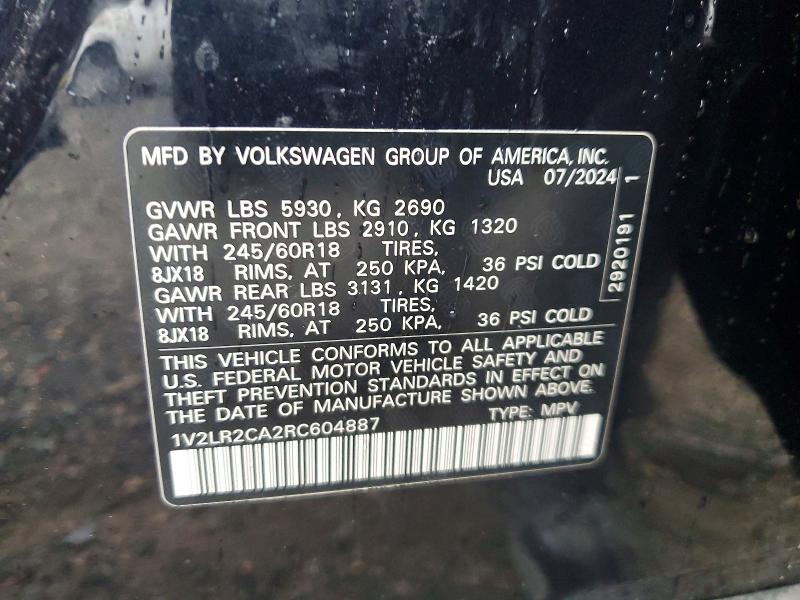 Aukcja sprzedaży 2024 Volkswagen Atlas, vin: 1V2LR2CA2RC604887, numer aukcji: 47726916