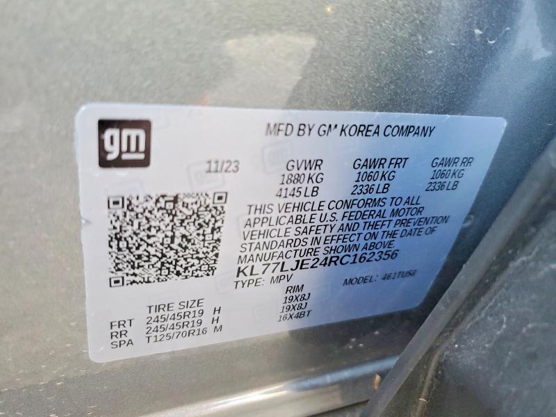 2024 Chevrolet Trax მანქანა იყიდება აუქციონზე, vin: KL77LJE24RC162356, აუქციონის ნომერი: 47480186