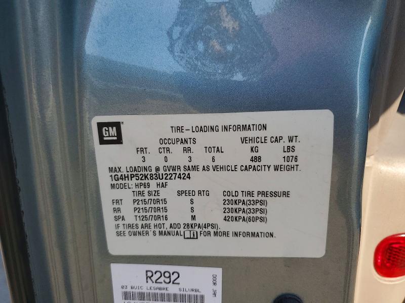 2003 Buick Lesabre მანქანა იყიდება აუქციონზე, vin: 1G4HP52K83U227424, აუქციონის ნომერი: 46694966