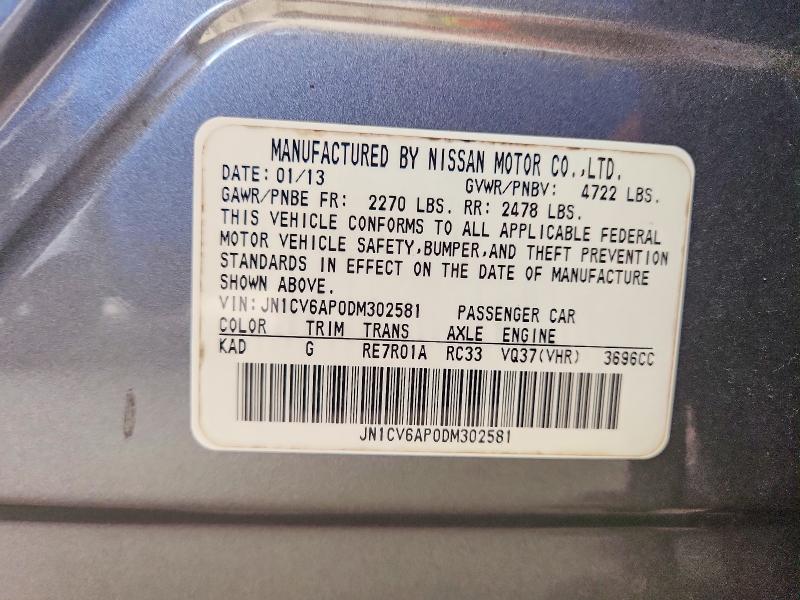Aukcja sprzedaży 2013 Infiniti G37, vin: JN1CV6AP0DM302581, numer aukcji: 47848016