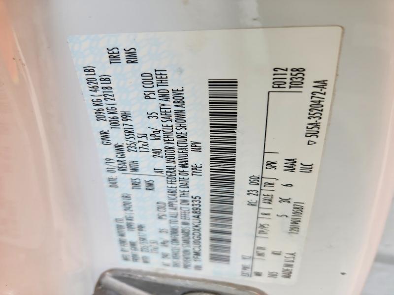 Aukcja sprzedaży 2019 Ford Escape, vin: 1FMCU0GDXKUA89335, numer aukcji: 41983546