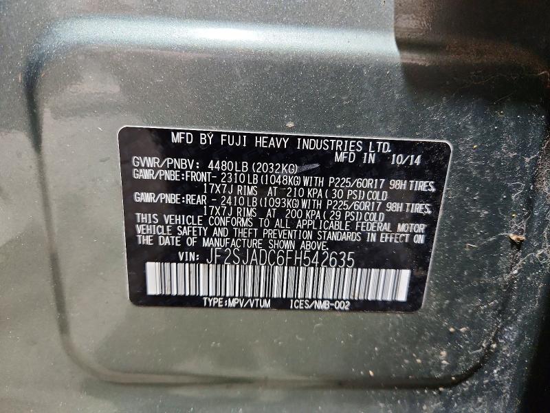 Aukcja sprzedaży 2015 Subaru Forester, vin: JF2SJADC6FH542635, numer aukcji: 47242736