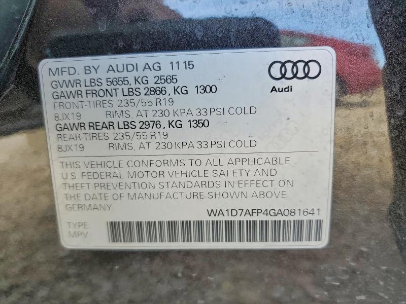 2016 Audi Q5 მანქანა იყიდება აუქციონზე, vin: WA1D7AFP4GA081641, აუქციონის ნომერი: 47220506