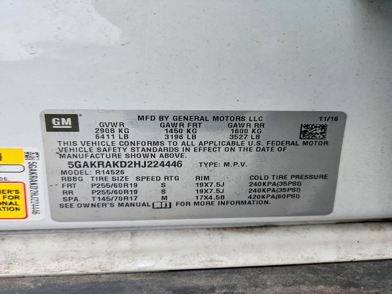 Продажа на аукционе авто 2017 Buick Enclave, vin: 5GAKRAKD2HJ224446, номер лота: 41583006