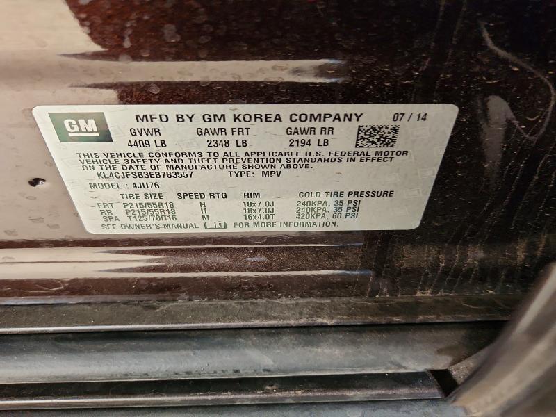 48272206 :رقم المزاد ، KL4CJFSB3EB783557 vin ، 2014 Buick Encore مزاد بيع