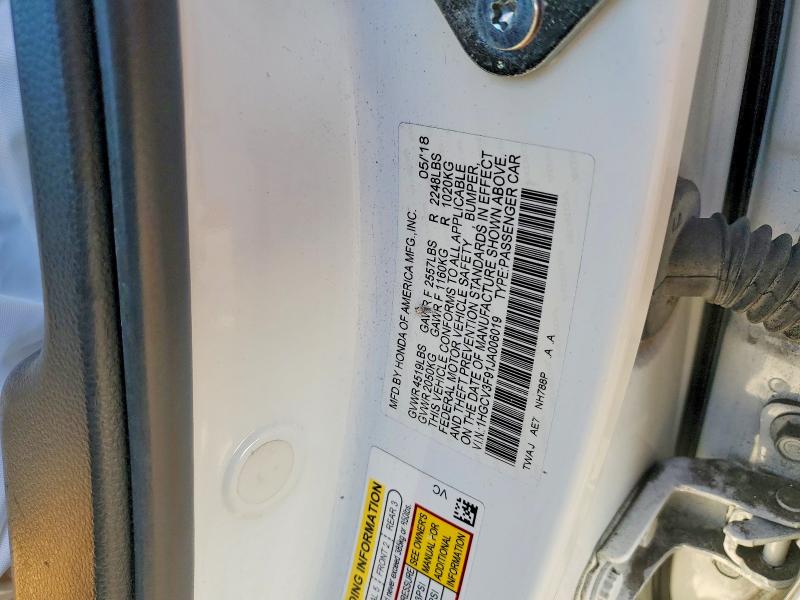 79784325 :رقم المزاد ، 1HGCV3F91JA006019 vin ، 2018 Honda Accord مزاد بيع