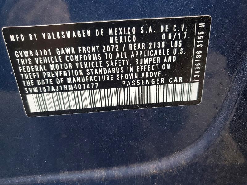 Aukcja sprzedaży 2017 Volkswagen Jetta, vin: 3VW167AJ1HM407477, numer aukcji: 79379785