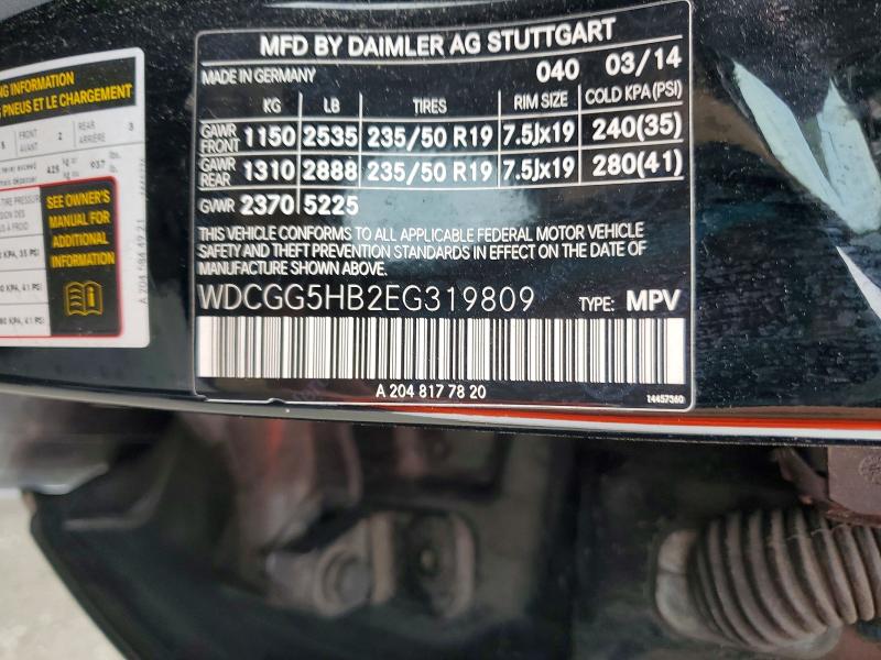 47410456 :رقم المزاد ، WDCGG5HB2EG319809 vin ، 2014 Mercedes-benz Glk مزاد بيع