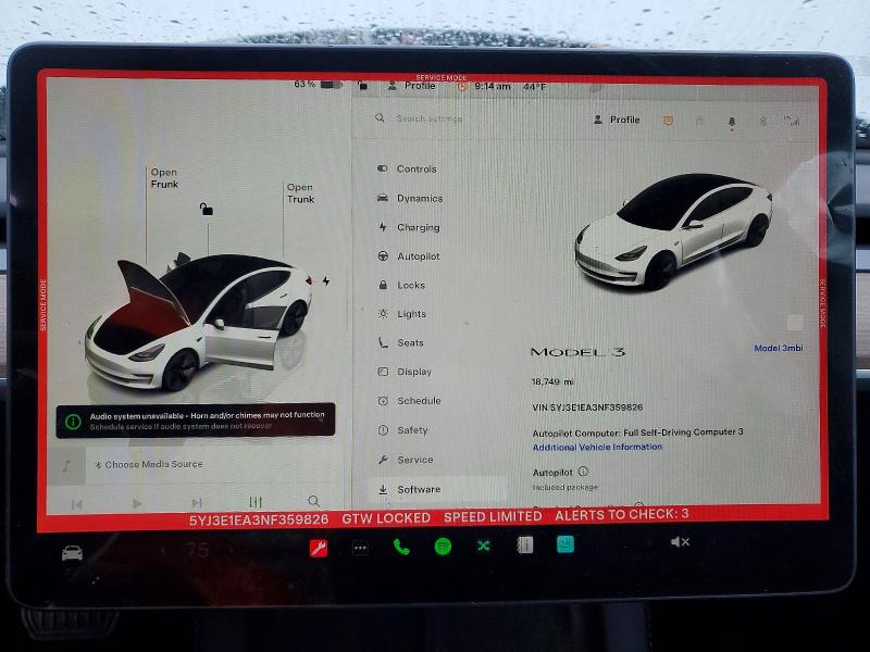 Aukcja sprzedaży 2022 Tesla Model 3, vin: 5YJ3E1EA3NF359826, numer aukcji: 46400176