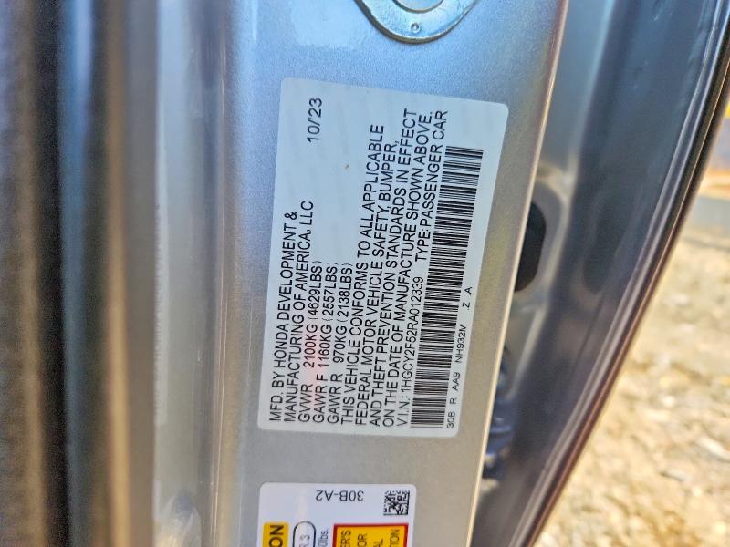 Aukcja sprzedaży 2024 Honda Accord, vin: 1HGCY2F52RA012339, numer aukcji: 46389326
