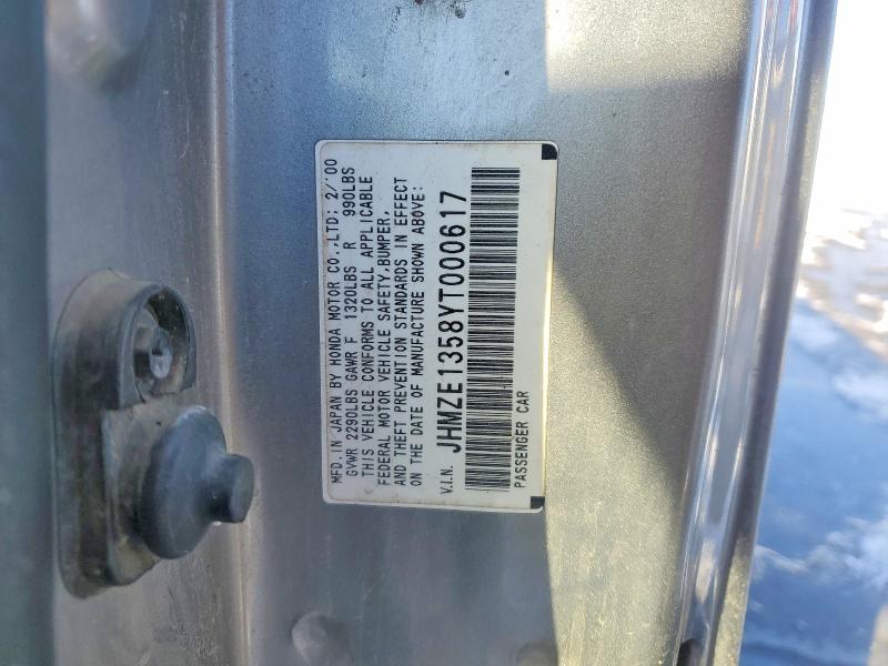 47087976 :رقم المزاد ، JHMZE1358YT000617 vin ، 2000 Honda Insight مزاد بيع