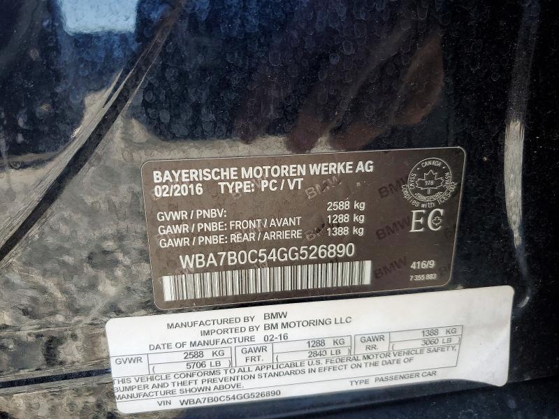 2016 Bmw 750 მანქანა იყიდება აუქციონზე, vin: WBA7B0C54GG526890, აუქციონის ნომერი: 46558106