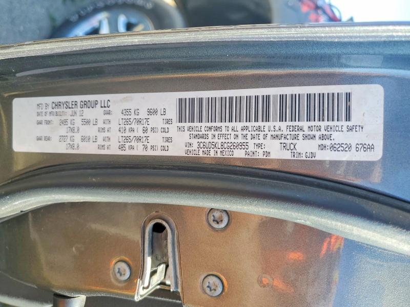 45609866 :رقم المزاد ، 3C6UD5KL8CG260955 vin ، 2012 Dodge Ram 2500 مزاد بيع