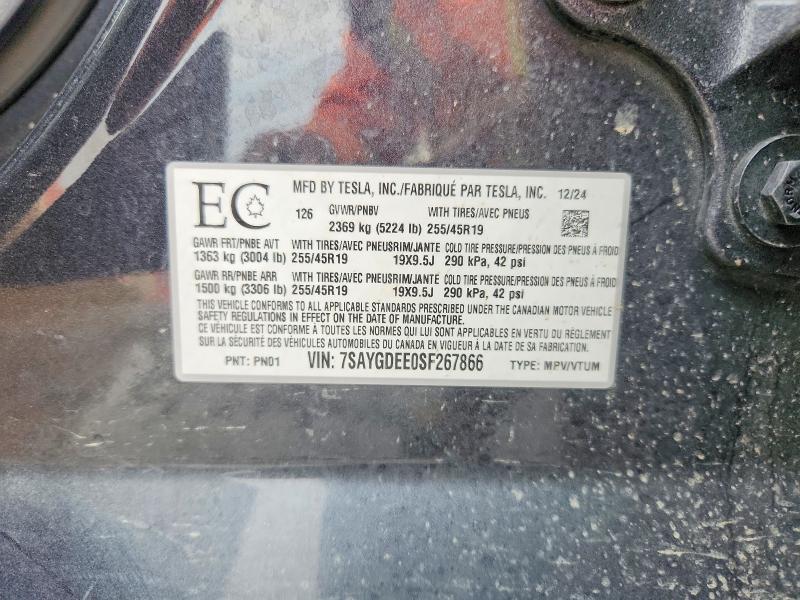 Продажа на аукционе авто 2025 Tesla Model Y, vin: 7SAYGDEE0SF267866, номер лота: 47820756