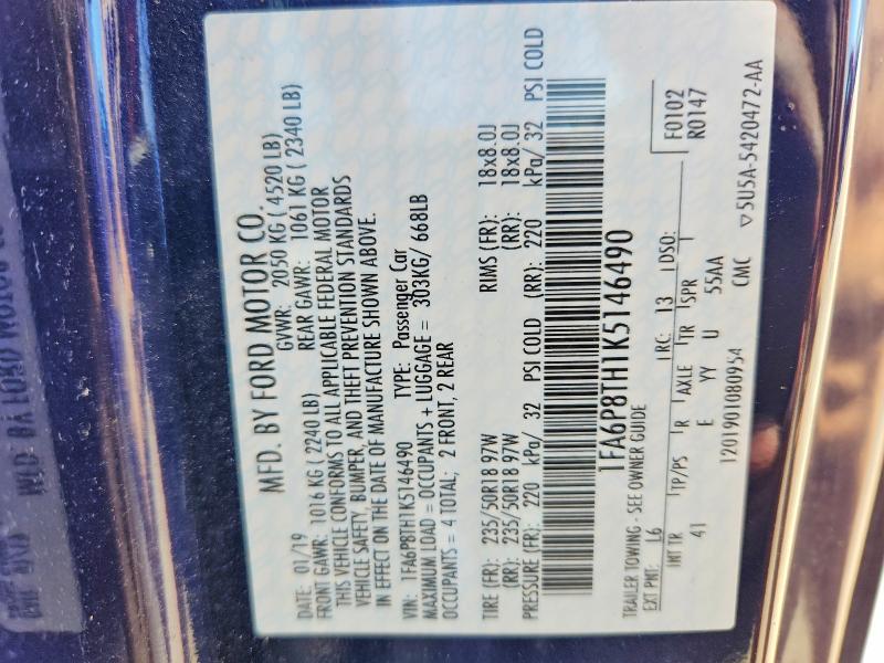 Aukcja sprzedaży 2019 Ford Mustang, vin: 1FA6P8TH1K5146490, numer aukcji: 46477846