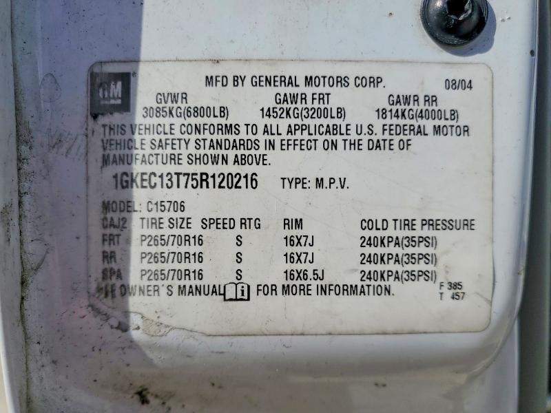 2005 Gmc Yukon მანქანა იყიდება აუქციონზე, vin: 1GKEC13T75R120216, აუქციონის ნომერი: 45690996