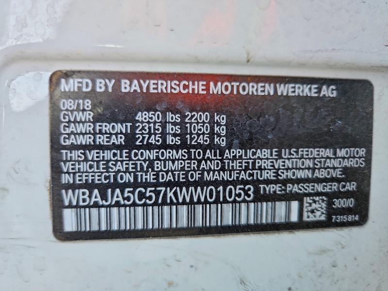 Продаж на аукціоні авто 2019 Bmw 530, vin: WBAJA5C57KWW01053, номер лоту: 47253786