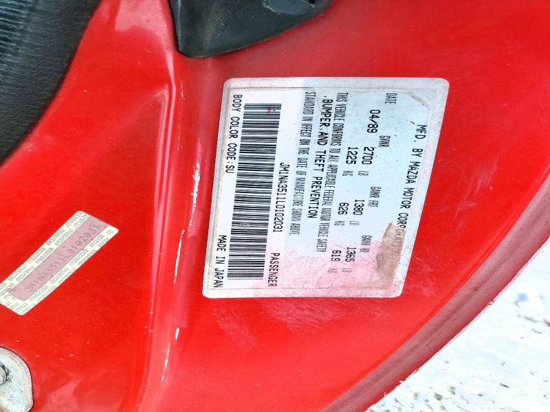 1990 Mazda Mx-5 Miata მანქანა იყიდება აუქციონზე, vin: JM1NA3511L0102031, აუქციონის ნომერი: 79597045