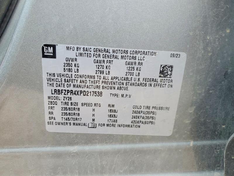 2023 Buick Envision მანქანა იყიდება აუქციონზე, vin: LRBFZPR4XPD217538, აუქციონის ნომერი: 45676576