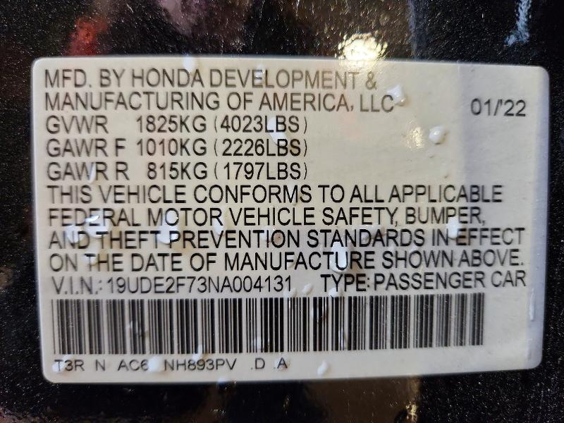 2022 Acura Ilx მანქანა იყიდება აუქციონზე, vin: 19UDE2F73NA004131, აუქციონის ნომერი: 48142846
