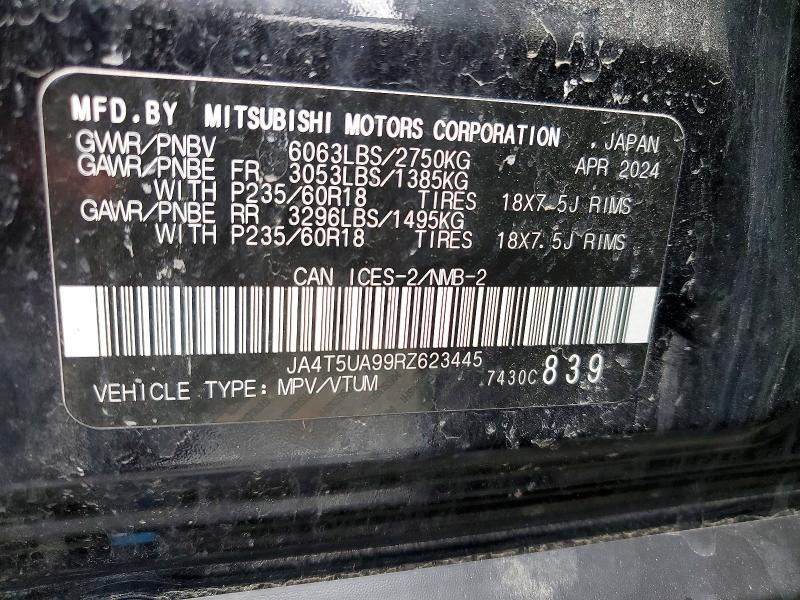 Продажа на аукционе авто 2024 Mitsubishi Outlander, vin: JA4T5UA99RZ623445, номер лота: 45550296