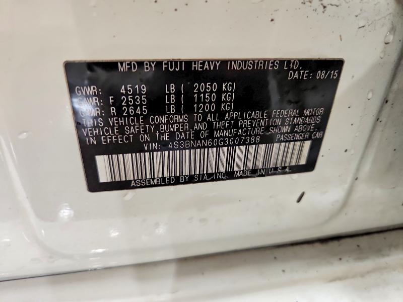 2016 Subaru Legacy მანქანა იყიდება აუქციონზე, vin: 4S3BNAN60G3007388, აუქციონის ნომერი: 46194826