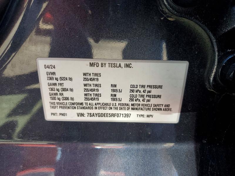 Продаж на аукціоні авто 2024 Tesla Model Y, vin: 7SAYGDEE5RF071397, номер лоту: 46118276
