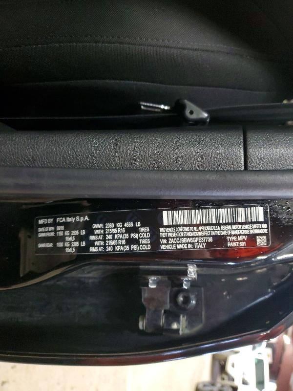 2016 Jeep Renegade მანქანა იყიდება აუქციონზე, vin: ZACCJBBW6GPE37738, აუქციონის ნომერი: 45453856