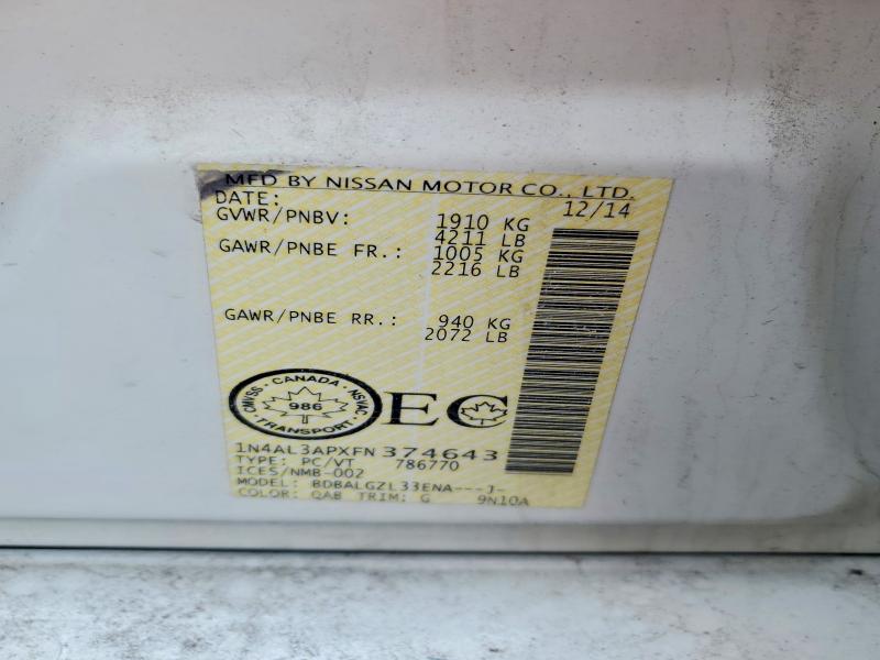 Aukcja sprzedaży 2015 Nissan Altima, vin: 1N4AL3APXFN374643, numer aukcji: 79002965