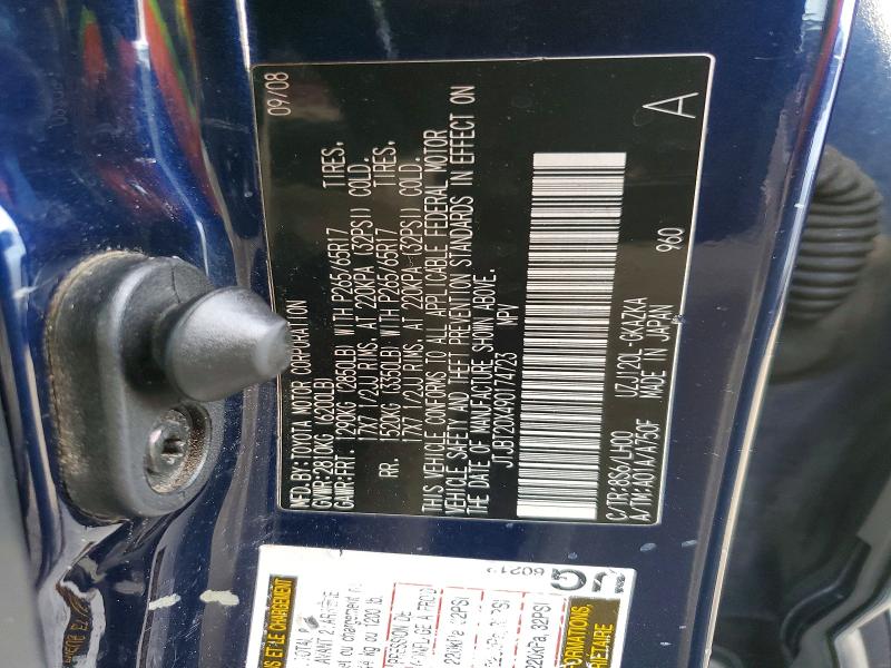 46322956 :رقم المزاد ، JTJBT20X490174723 vin ، 2009 Lexus Gx 470 مزاد بيع