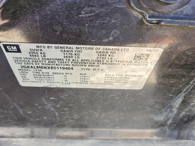 Aukcja sprzedaży 2014 Gmc Terrain, vin: 2GKALMEKXE6119464, numer aukcji: 46383266