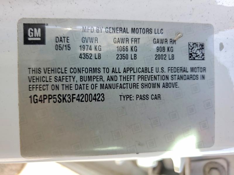 45525636 :رقم المزاد ، 1G4PP5SK3F4200423 vin ، 2015 Buick Verano مزاد بيع